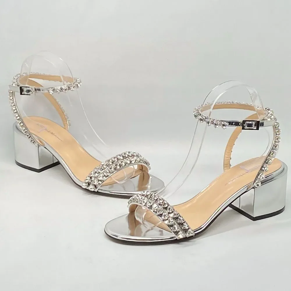 Mach & Mach Audrey Embellished Metallic Leather Ankle Sandals size 38